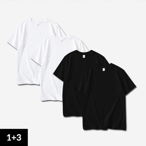 [1+3] 20수 반팔 무지 기본 티셔츠 화이트2 블랙2